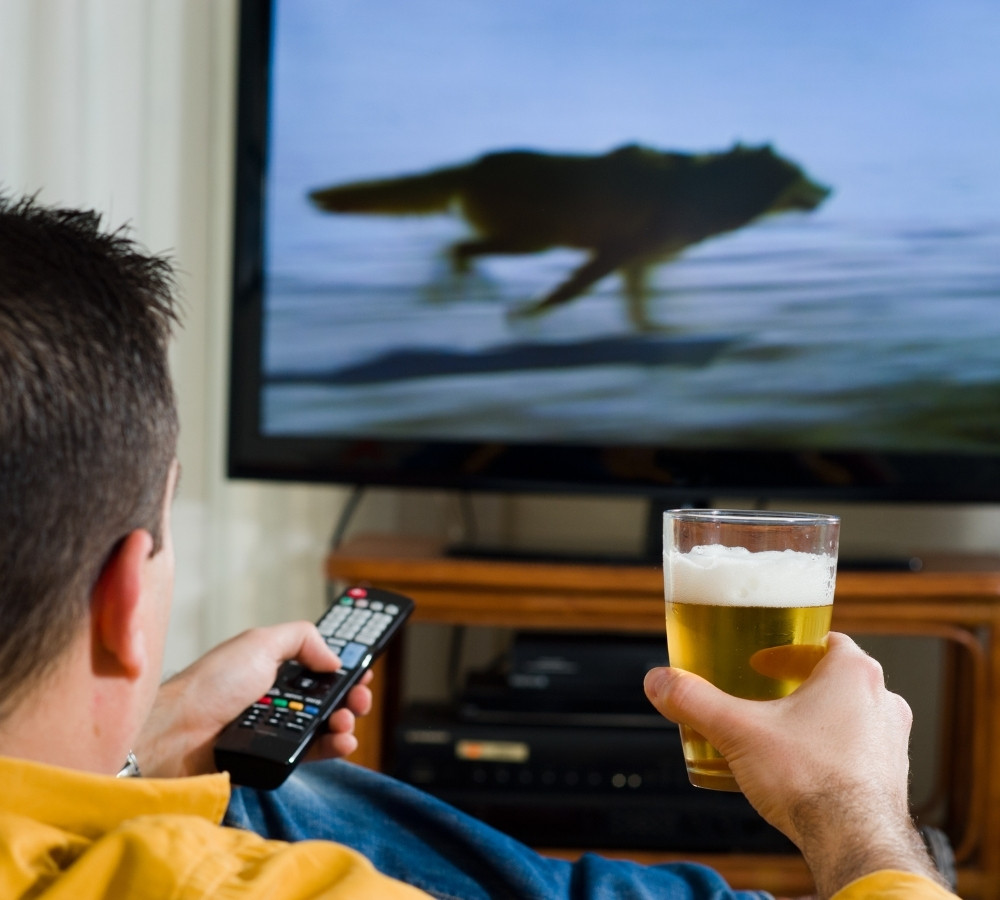 guy enjoying Watching television