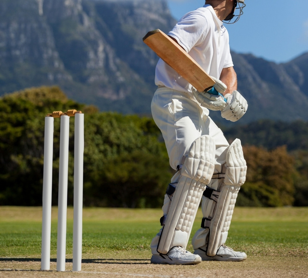 Cricket player practicing