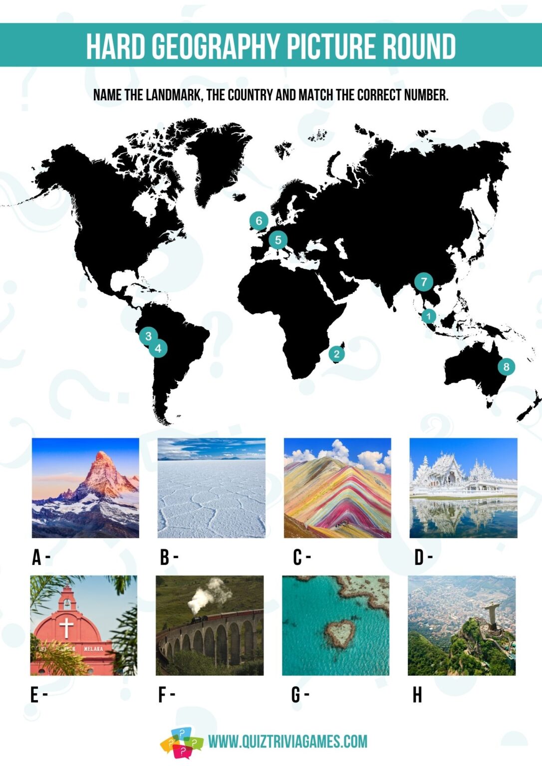 52 Hard Geography Quiz Questions & Answers (inc. Picture Quiz) - Quiz ...
