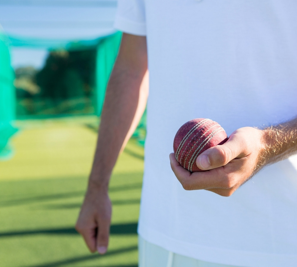 player holding cricket ball