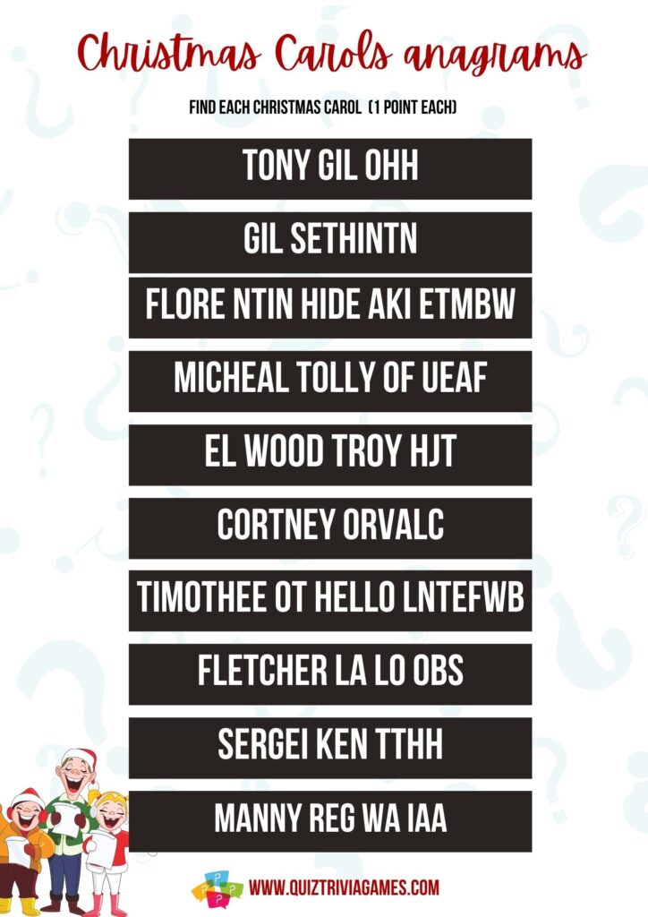 christmas carol anagrams picture quiz