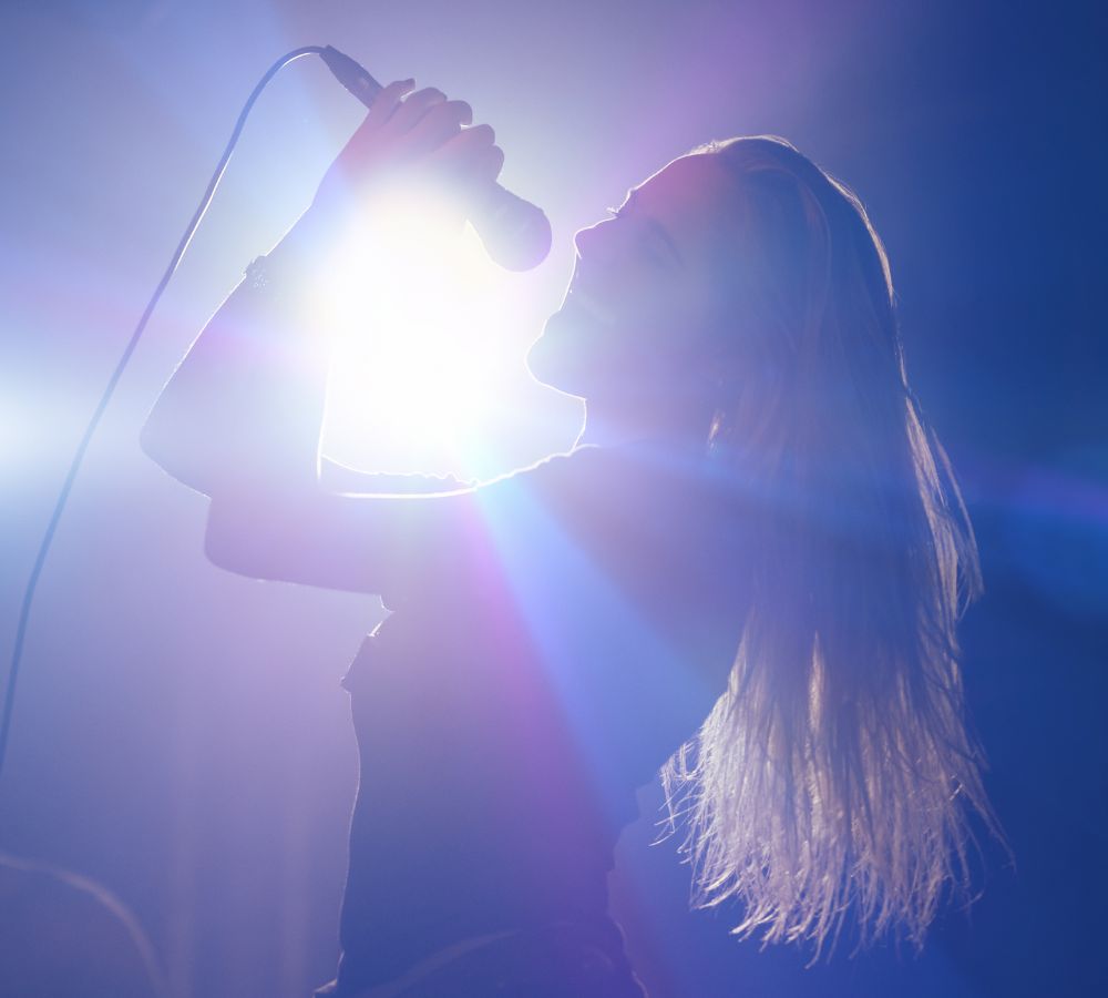 Cheerful female singer