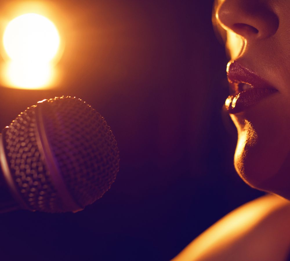 Close up of female singer