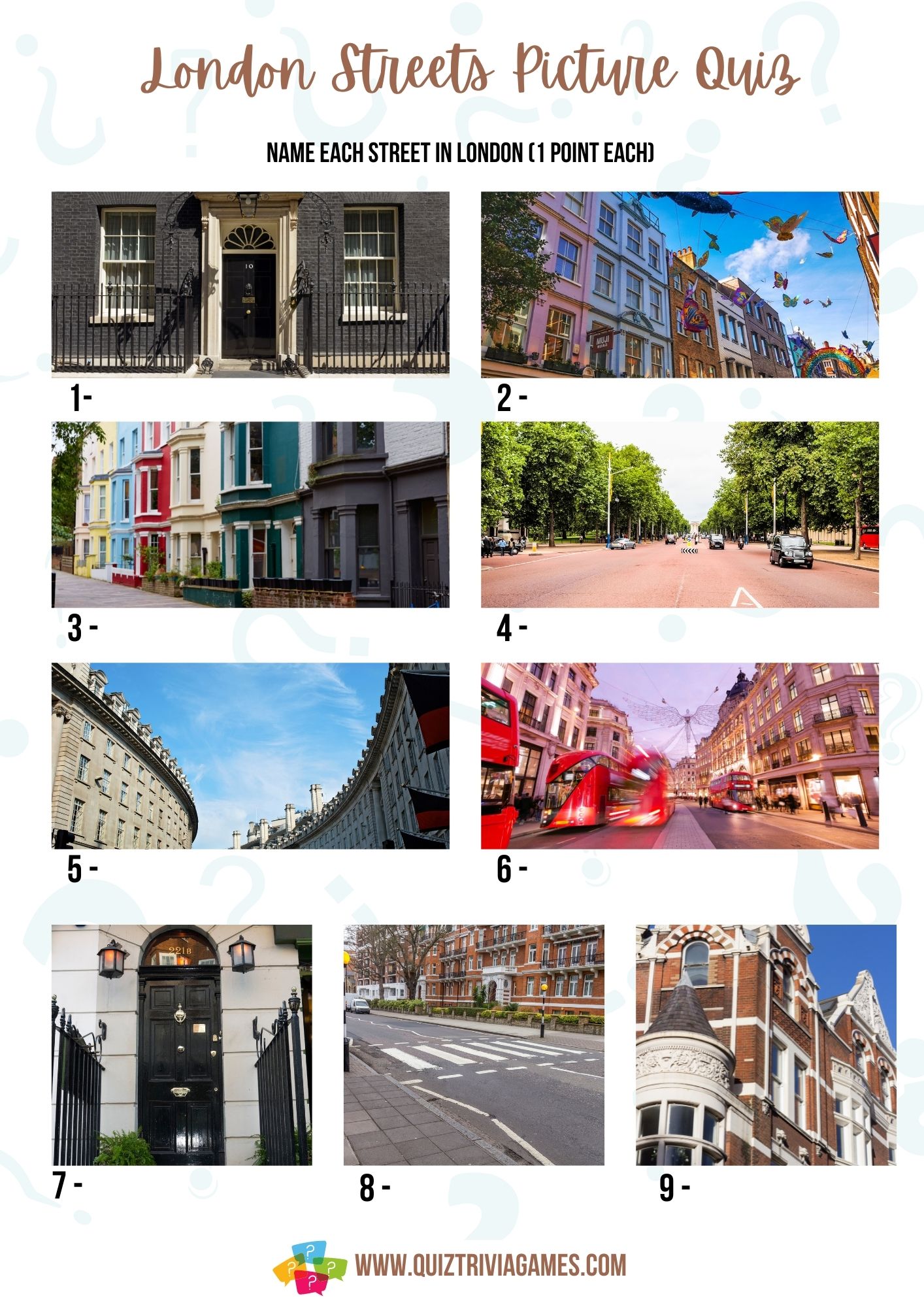 London Picture Quiz Rounds: 69 Photos To Identify (Free & Printable ...
