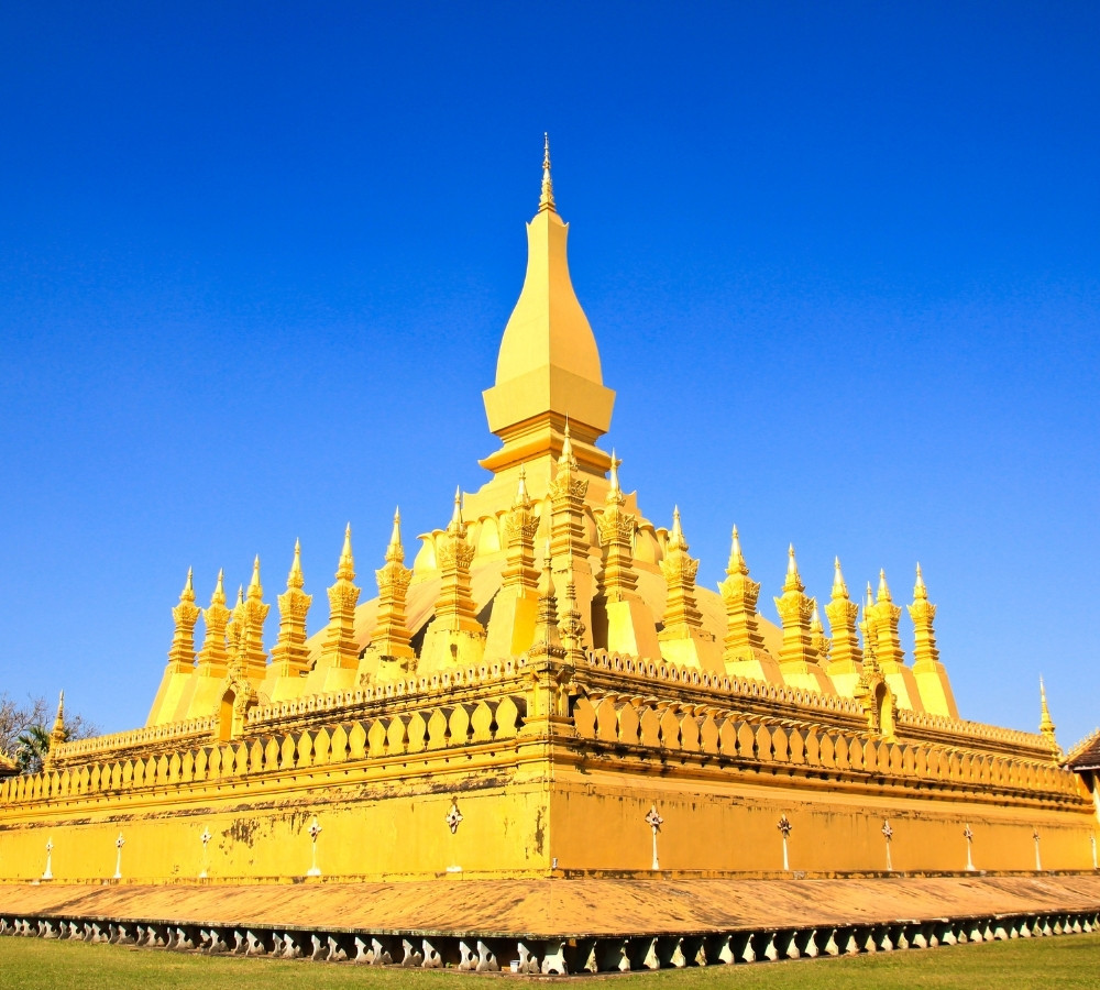 Golden pagada in Wat Pha That Luang, Vientiane, Laos
