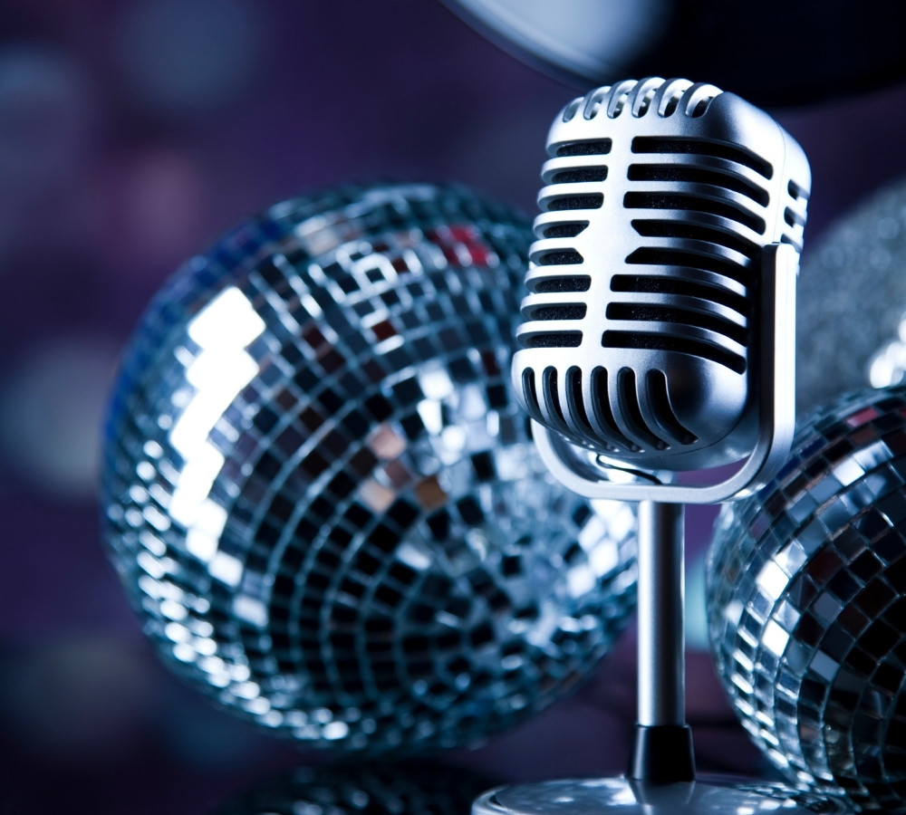 Retro mic and disco ball