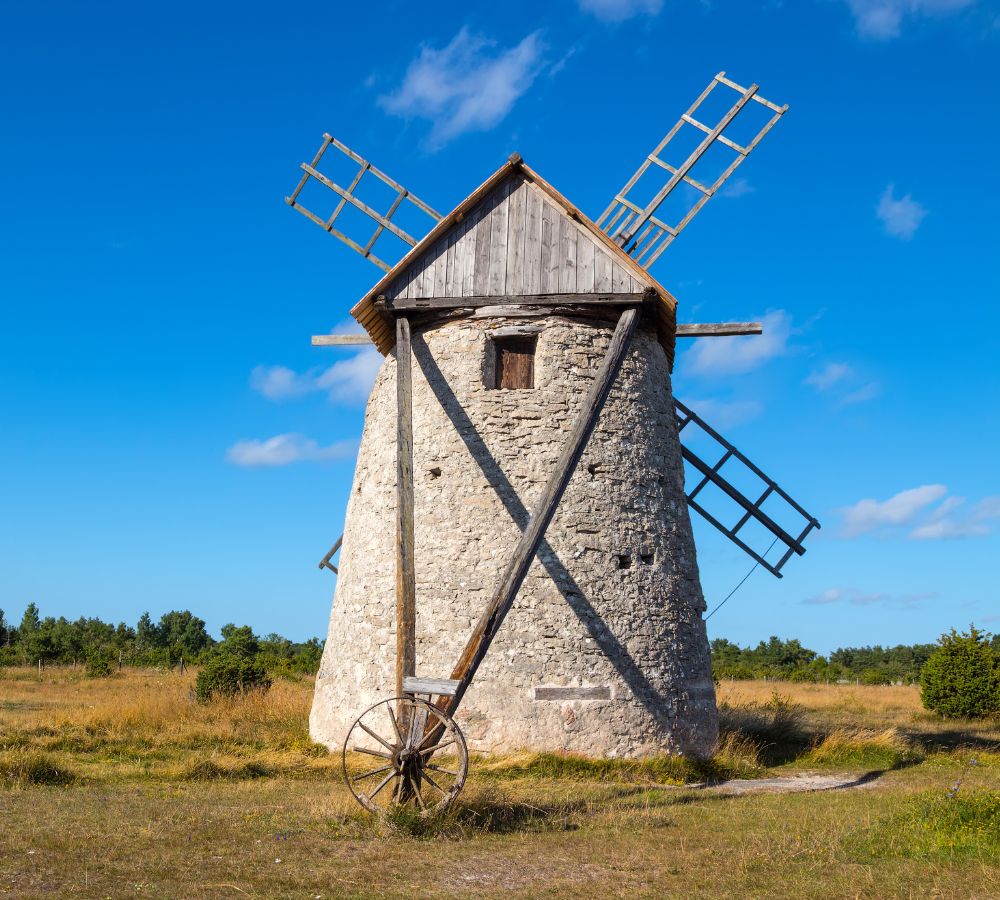 Stone windmill in Gotland, Sweden
