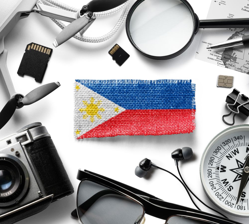 Flag of Philippines and travel accessories