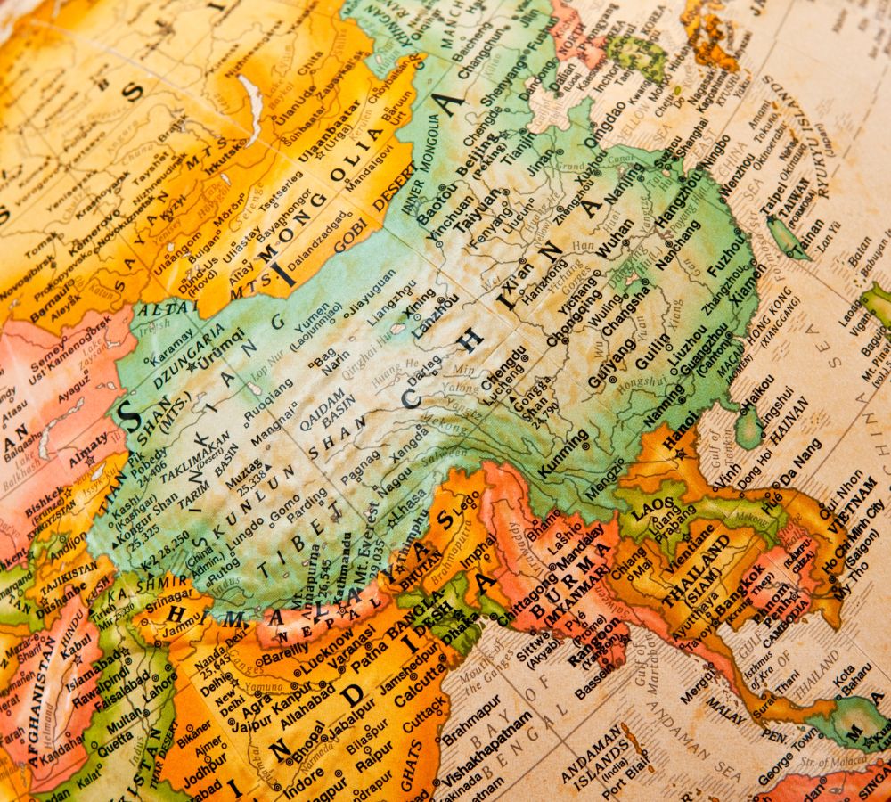 globe with map of Asia