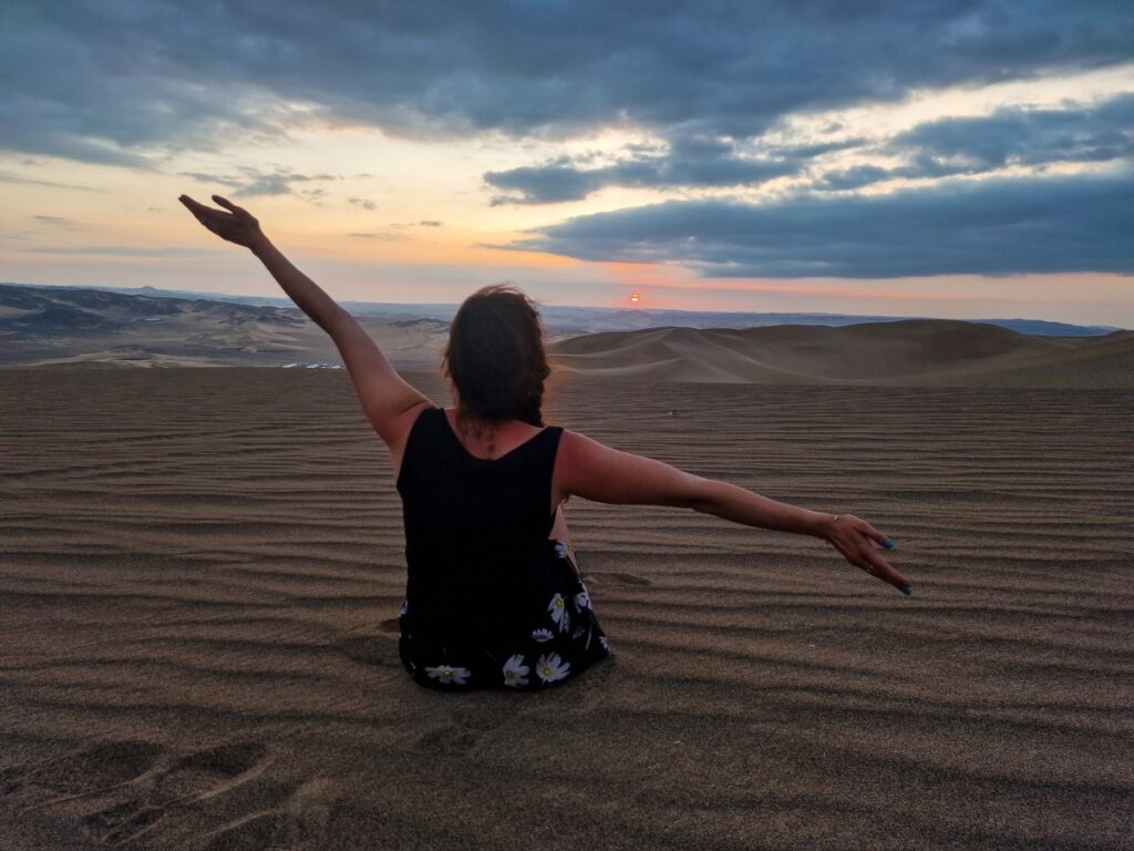 Sunset in Huacachina in Peru