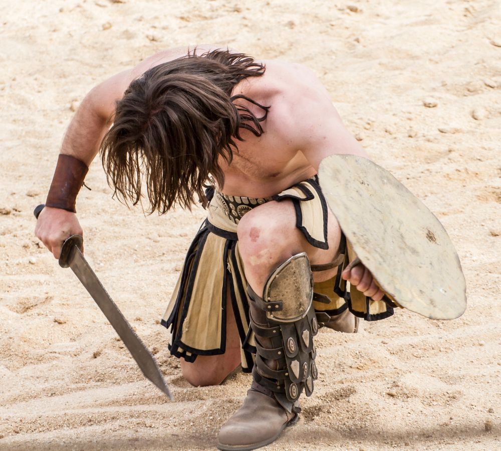 gladiator fighting in the arena of Roman circus