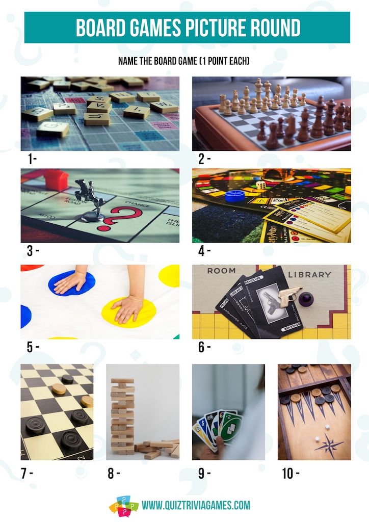Board Games Picture Round with answers
