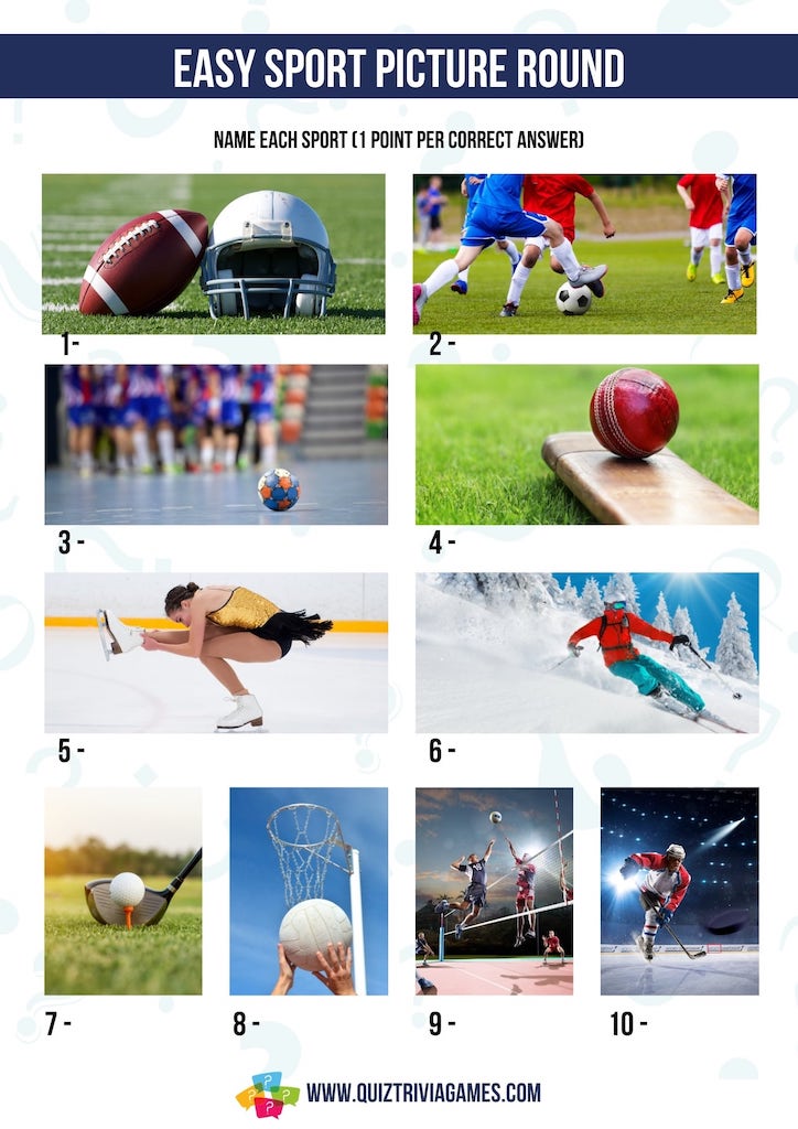 Easy sports picture quiz with answers