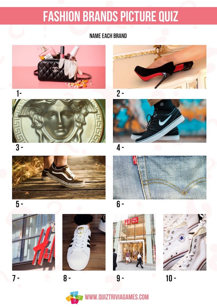 Fashion picture quiz with answers