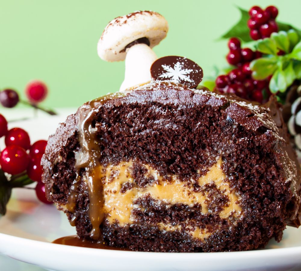 Traditional Christmas Yule Log cake