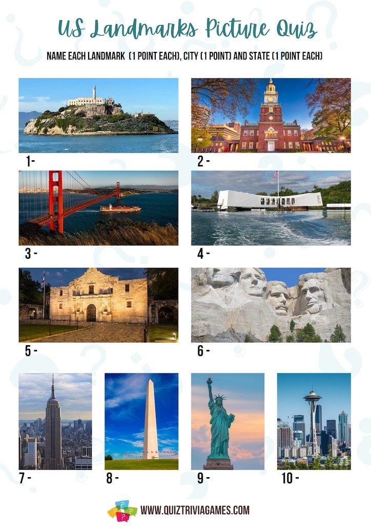 US Landmarks Picture Quiz with answers