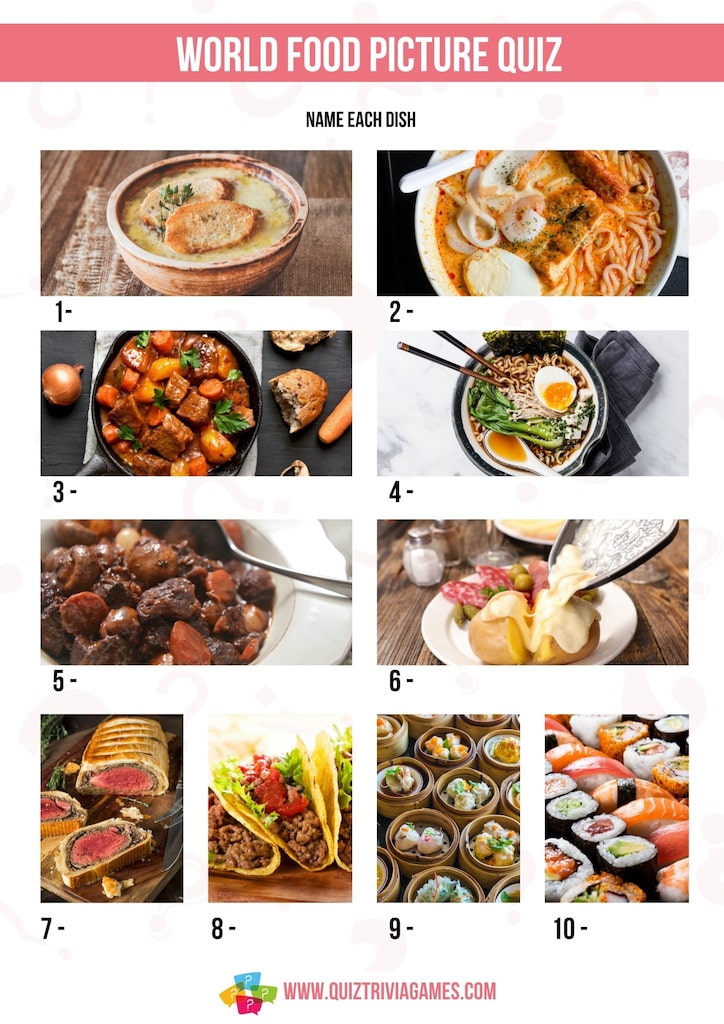 World Food Picture Quiz with answers