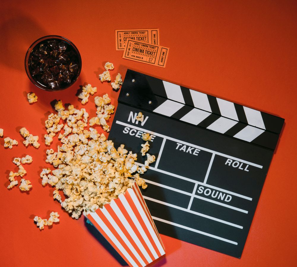 watching movie with popcorn